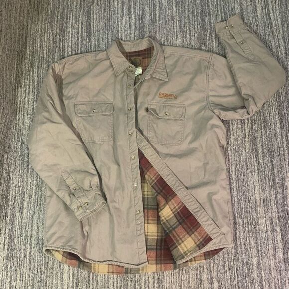 Vintage Berne Mens 2XL Button Front Fleece Lined Work Coat Tan Chest Pockets - Picture 1 of 8